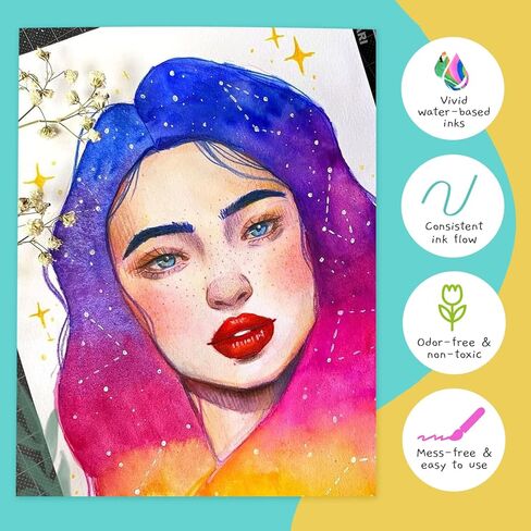 Chalkola Watercolor Paint Set for Adults, Kids, Beginner & Professional Artists - 36 Watercolor Tubes Set (12ml, 0.4oz), 10 Painting Brushes & 1 Palette | Vibrant Water Color Art Painting Supplies in Kuwait