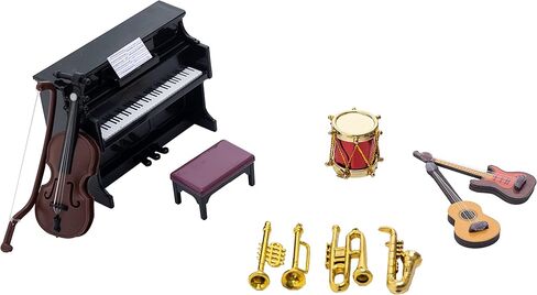 مجموعة أدوات موسيقية مصغرة من Kodycity Dollhouse ملحقات صغيرة للبيانو والكمان والبوق والجيتار والساكسفون والطبل لمنزل الدمية، ملحقات مصغرة بمقياس 1 12 لديكور غرفة الموسيقى النموذجية in Kuwait