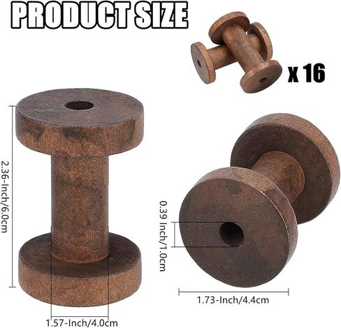 [16 Pack] Wooden Empty Spools for Wire, 2.4 inch Bobbins Wood Sewing Embroidery Thread Spool Wire Weaving Bobbins for Embroidery and Sewing Machines Arts Crafts Thread Cord Roll in Saudi Arabia
