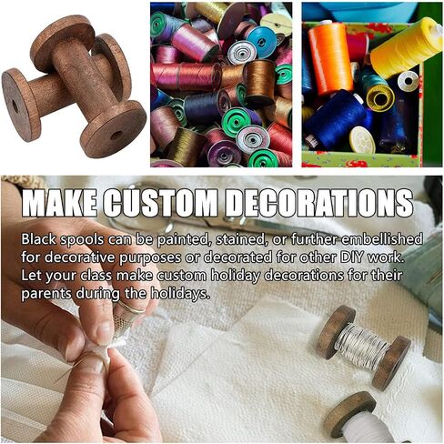 [16 Pack] Wooden Empty Spools for Wire, 2.4 inch Bobbins Wood Sewing Embroidery Thread Spool Wire Weaving Bobbins for Embroidery and Sewing Machines Arts Crafts Thread Cord Roll in Saudi Arabia