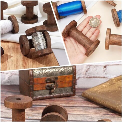 [16 Pack] Wooden Empty Spools for Wire, 2.4 inch Bobbins Wood Sewing Embroidery Thread Spool Wire Weaving Bobbins for Embroidery and Sewing Machines Arts Crafts Thread Cord Roll in Saudi Arabia