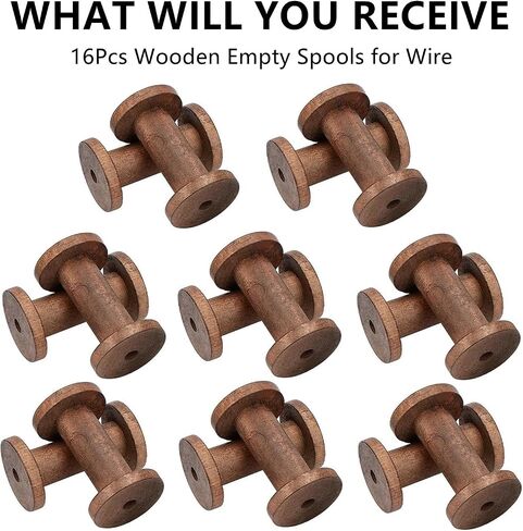 [16 Pack] Wooden Empty Spools for Wire, 2.4 inch Bobbins Wood Sewing Embroidery Thread Spool Wire Weaving Bobbins for Embroidery and Sewing Machines Arts Crafts Thread Cord Roll in Saudi Arabia