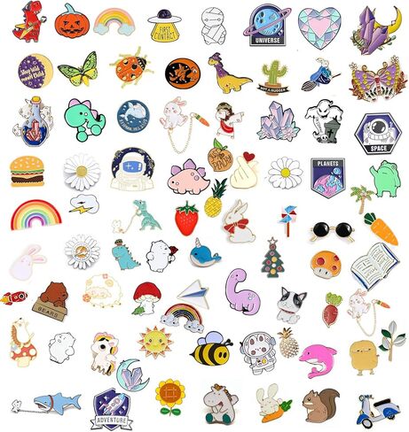 20 قطعة من دبابيس الظهر المينا المختلطة، دبابيس طية صدر السترة المينا اللطيفة والمضحكة، دبابيس شارة جمالية، قبعات الملابس، مجوهرات تزيين السترة in Kuwait