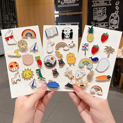 20 قطعة من دبابيس الظهر المينا المختلطة، دبابيس طية صدر السترة المينا اللطيفة والمضحكة، دبابيس شارة جمالية، قبعات الملابس، مجوهرات تزيين السترة in Kuwait