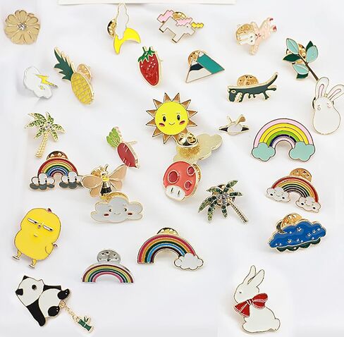 20 قطعة من دبابيس الظهر المينا المختلطة، دبابيس طية صدر السترة المينا اللطيفة والمضحكة، دبابيس شارة جمالية، قبعات الملابس، مجوهرات تزيين السترة in Kuwait