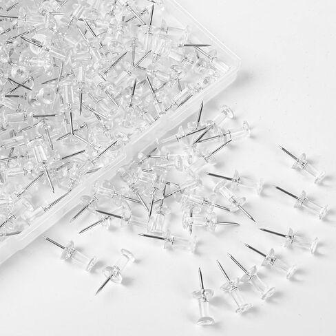 400 Piece Push Pins Tacks for Bulletin Board,Clear Thumb Tacks, Plastic Head and Steel Point, Thumbtacks, Standard Push Tacks for Home Office School Organization in Kuwait