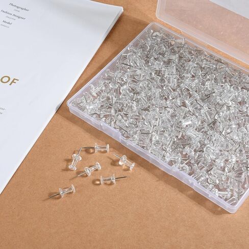 400 Piece Push Pins Tacks for Bulletin Board,Clear Thumb Tacks, Plastic Head and Steel Point, Thumbtacks, Standard Push Tacks for Home Office School Organization in Kuwait