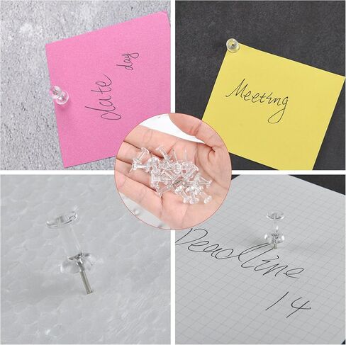 400 Piece Push Pins Tacks for Bulletin Board,Clear Thumb Tacks, Plastic Head and Steel Point, Thumbtacks, Standard Push Tacks for Home Office School Organization in Kuwait