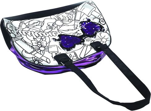 Amav Toys DIY حقيبة مراسلة قابلة للطلاء بالترتر القابل للعكس للفتيات - قم بإنشاء حقيبة الإطلاق المدرسية المخصصة الخاصة بك بسحاب - نشاط مثالي للنوم للأطفال من سن 6 سنوات فما فوق in Kuwait