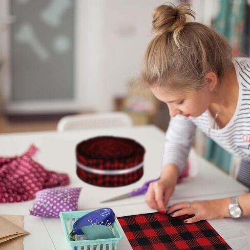 100 قطعة من قماش جانين مقطوع مسبقًا مقاس 2.55 × 39.3 بوصة أحمر أسود بافلو منقوش من القماش شرائط نسيج لخياطة اللحف القطنية من نسيج اللحف المنزلي للخياطة اليدوية المرقعة لعيد الميلاد in Kuwait