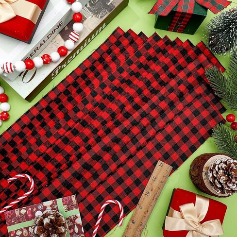 100 قطعة من قماش جانين مقطوع مسبقًا مقاس 2.55 × 39.3 بوصة أحمر أسود بافلو منقوش من القماش شرائط نسيج لخياطة اللحف القطنية من نسيج اللحف المنزلي للخياطة اليدوية المرقعة لعيد الميلاد in Kuwait