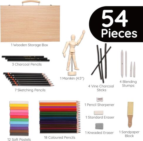 مجموعة رسم فنية مع مانيكان - لوازم حقائب الرسم والتلوين للفنانين توفر مجموعة متنوعة من تلوين الرسومات للمبتدئين وهي الهدية المثالية للفنانين والبالغين والأطفال in Kuwait
