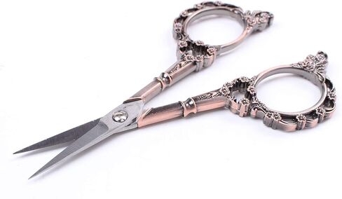 BIHRTC Plum Blossom Scissors - 4.5 Inch Small Sewing Scissors, European Style, Stainless Steel, Ideal for Cross Stitch, Embroidery & Crafting in Kuwait