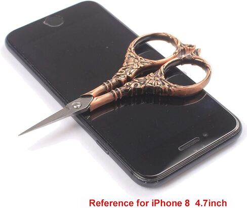 BIHRTC Plum Blossom Scissors - 4.5 Inch Small Sewing Scissors, European Style, Stainless Steel, Ideal for Cross Stitch, Embroidery & Crafting in Kuwait
