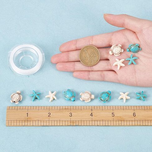 SUNNYCLUE 1 Box 100Pcs Turtle Beads Charms Mini & Large Summer Ocean Hawaii Turtle Animal Beads Bulk Synthetic Turquoise Beads Blue Loose Spacer Beads for Bracelet Necklace DIY Jewerly Making Kits in Saudi Arabia