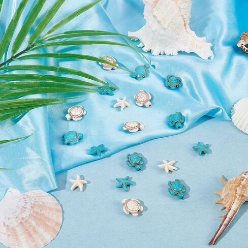 SUNNYCLUE 1 Box 100Pcs Turtle Beads Charms Mini & Large Summer Ocean Hawaii Turtle Animal Beads Bulk Synthetic Turquoise Beads Blue Loose Spacer Beads for Bracelet Necklace DIY Jewerly Making Kits in Saudi Arabia