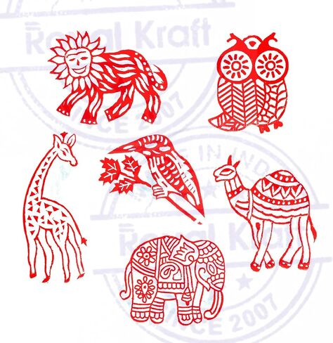 Jaipuri Shapes Ganesha and Music Wood Blocks for Printing (Set of 5) in Kuwait