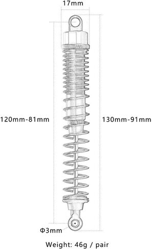 130 مم RC ممتص الصدمات زيت قابل للتعديل لسيارة RC 1/10 شاحنة زاحفة HPI HSP Losi Axial Tamiya Redcat ترقية جزء 4 قطعة/المجموعة (أحمر) in Kuwait