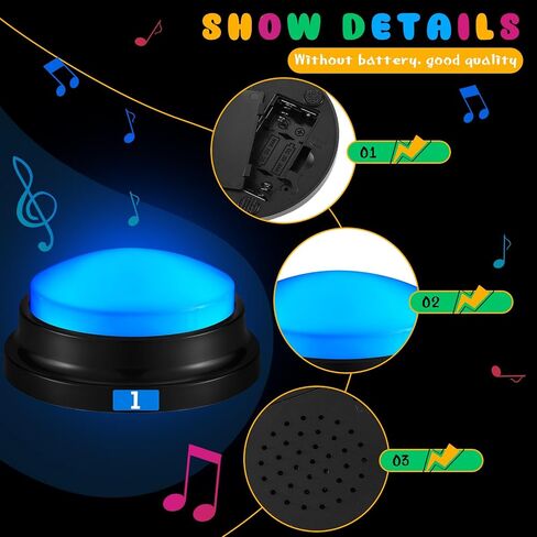 Xuhal 8 Pcs Buzzers for Trivia Games Show Buzzers Recordable Answer Buzzers with Number Recordable Button Gift for Christmas Office Home Trivia Nights, 8 Colors in Kuwait
