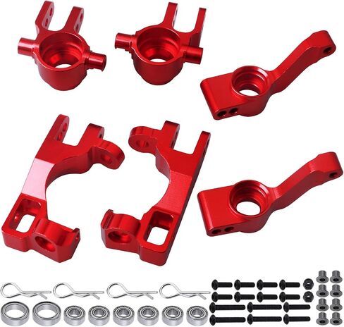 كتل عجلات مفصل التوجيه من الألومنيوم من AllinRC، ترقيات حاملات المحور C-Hubs لـ 1/10 Traxxas Slash 4X4، Stampede 4X4، Rustler 4WD، يستبدل الجزء 6837 6832 1952 (أحمر) in Kuwait
