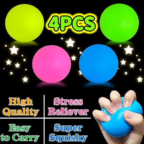 كرات الضغط بألوان قوس قزح (3 عبوات) للأطفال والكبار، ألعاب الضغط على الكرات الإسفنجية مقاس 2.4 بوصة | ألعاب تململ الكرات الحسية الملونة لحفلات الأطفال، وجوائز الفصول الدراسية | كرة العجين لتخفيف التوتر in Kuwait