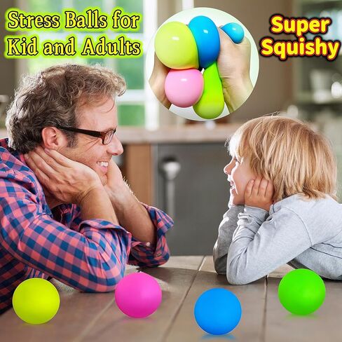 كرات الضغط بألوان قوس قزح (3 عبوات) للأطفال والكبار، ألعاب الضغط على الكرات الإسفنجية مقاس 2.4 بوصة | ألعاب تململ الكرات الحسية الملونة لحفلات الأطفال، وجوائز الفصول الدراسية | كرة العجين لتخفيف التوتر in Kuwait
