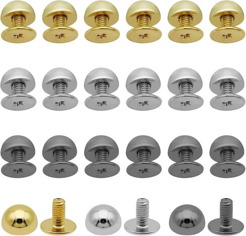 30Pcs Rivet Studs Screw Back Round Head Nailhead Round Buckle Button Cap Cone Stud Screw-Back Spike Metal Cone Studs Rivet for Handbag Belts Bags Dog Collar Accessories Leather Craft DIY(3 Colors) in Kuwait