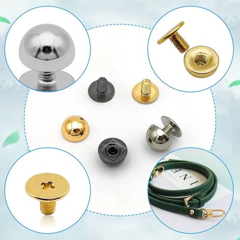 30Pcs Rivet Studs Screw Back Round Head Nailhead Round Buckle Button Cap Cone Stud Screw-Back Spike Metal Cone Studs Rivet for Handbag Belts Bags Dog Collar Accessories Leather Craft DIY(3 Colors) in Kuwait