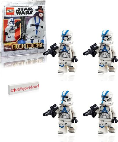 LEGO Star Wars The Clone Wars Minifigure - 501st Legion Clone Trooper with Blaster and Minifigureland Tile (75280) 4 Pack in Saudi Arabia