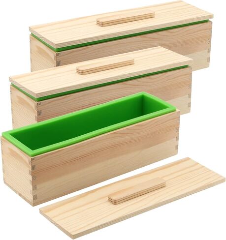 ZOENHOU حزمة من 2 قوالب الصابون الوردي 42 أوقية، مجموعة قوالب صنع الصابون السيليكون المستطيلة المرنة مع صندوق خشبي مجموعة أدوات DIY لمستلزمات صنع الصابون in Kuwait