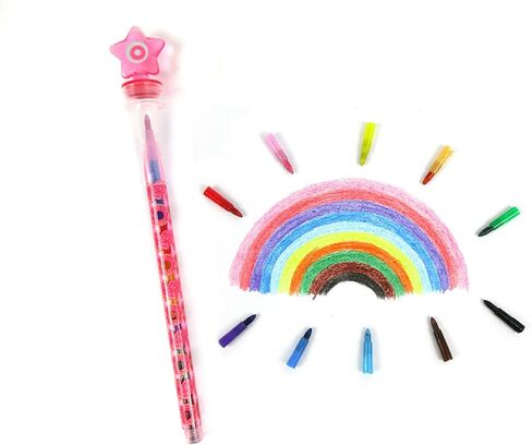 TINYMILLS 24 Pcs Donuts 2 in 1 Stackable Stacking Crayon with Extra Stamper Topper, Kids Party Favors, Goodie Bag Stuffers, Classroom Rewards, Prizes in Saudi Arabia