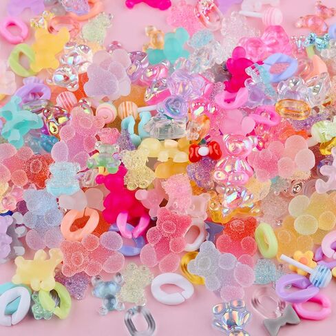 EditTime 275 قطعة من حليات الأظافر المصنوعة من الأكريليك الراتنج ثلاثية الأبعاد من الصوف والحلوى على شكل قلب وفاكهة الدب والأرنب ومستلزمات سجل القصاصات للحرف اليدوية لصناعة المجوهرات (متعددة الألوان 7) in Kuwait