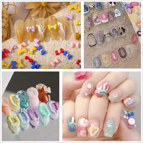 EditTime 275 قطعة من حليات الأظافر المصنوعة من الأكريليك الراتنج ثلاثية الأبعاد من الصوف والحلوى على شكل قلب وفاكهة الدب والأرنب ومستلزمات سجل القصاصات للحرف اليدوية لصناعة المجوهرات (متعددة الألوان 7) in Kuwait