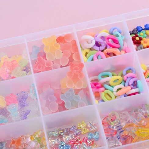 EditTime 275 قطعة من حليات الأظافر المصنوعة من الأكريليك الراتنج ثلاثية الأبعاد من الصوف والحلوى على شكل قلب وفاكهة الدب والأرنب ومستلزمات سجل القصاصات للحرف اليدوية لصناعة المجوهرات (متعددة الألوان 7) in Kuwait