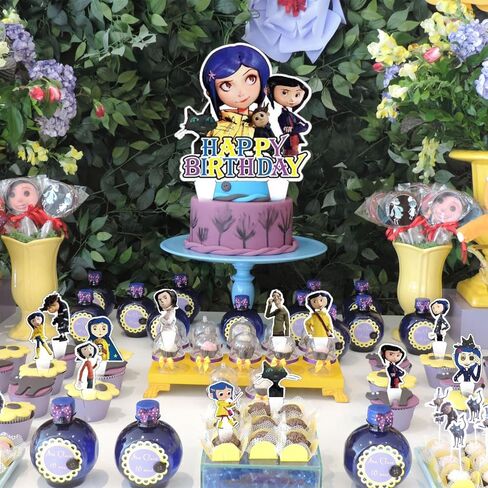 37 قطعة من زينة كعكة كورالاين مع قطعة واحدة من أعلى كعكة الهالوين، 36 قطعة من أغطية الكب كيك اللطيفة لديكورات حفلات أعياد الميلاد للفتيات in Kuwait