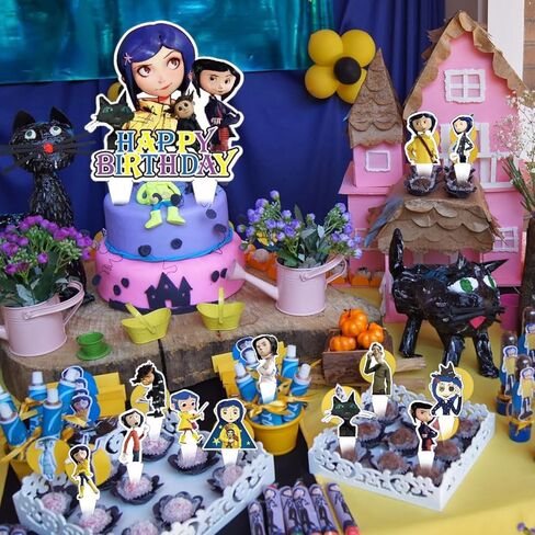 37 قطعة من زينة كعكة كورالاين مع قطعة واحدة من أعلى كعكة الهالوين، 36 قطعة من أغطية الكب كيك اللطيفة لديكورات حفلات أعياد الميلاد للفتيات in Kuwait