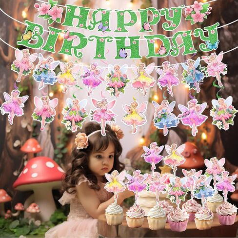 24PCS Fairy Cupcake Toppers NO-DIY Fairy Cake Toppers Fairy Cake Decorations Fairy Party Decorations Fairy Birthday Party Supplies Fairy Baby Shower Supplies Fairy First Birthday Decorations in Kuwait