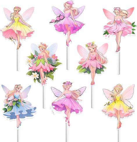 24PCS Fairy Cupcake Toppers NO-DIY Fairy Cake Toppers Fairy Cake Decorations Fairy Party Decorations Fairy Birthday Party Supplies Fairy Baby Shower Supplies Fairy First Birthday Decorations in Kuwait