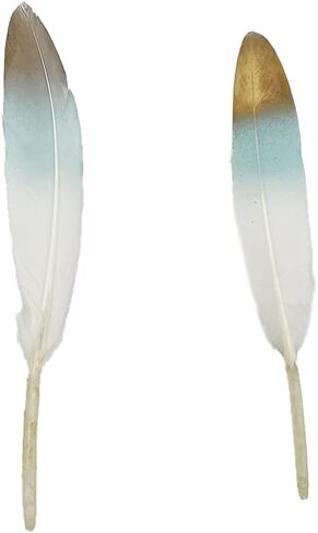 LONDGEN 50pcs Natural Goose Feathers 4-6inch for DIY Craft Wedding Home Party Decoration Gold Feather and Gift Box Decorations (Black&gold1) in Kuwait