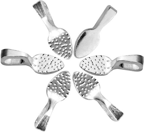 Lystaii 300pcs قلادة صغيرة الكفالات الفضة الغراء على علامة الكفالة المجوهرات الكفالات البيضاوية الغراء على القرط الكفالات شكل ملعقة صغيرة لصنع قلادة أو الزجاج كابوشون البلاط DIY مجوهرات 15x5mm in Saudi Arabia