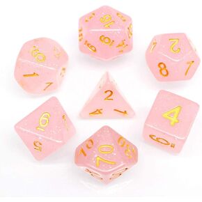 مجموعة نرد DND مجموعة نرد متعدد السطوح RPG تناسب الزنزانات والتنينات (D&D) باثفايندر MTG لعب الأدوار (وردي)