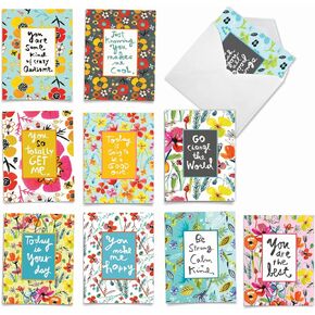 The Best Card Company - Thank You and Gratitude Cards (Box of 10), All Occasions Note Cards, Stationery Set 4 x 5.12 inch- A World of Thanks M6064