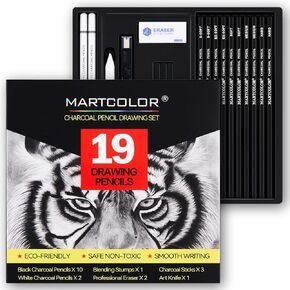 Colored Charcoal Pencils Drawing Set, 23 Pack Pro Sketch Pencils Kit - Pastel Chalk Pencils, Black & White Charcoal Pencils, Graphite Pencils, Charcoal Sticks in Kuwait