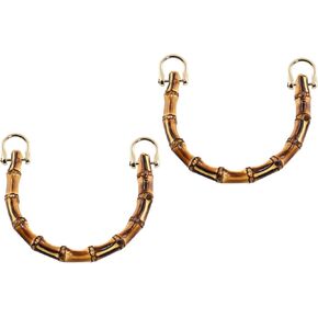 Piutouyar 2pcs U-Shaped Handbag Handles Bamboo Purses Handles Bamboo Handle Replacement Purse Handbag Handles for Bag Making with Gold Metal Buckle