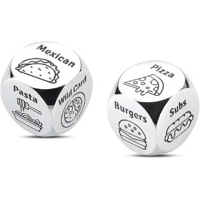 2 Pcs Funny Anniversary Date Night Gifts for Him Her Couples Food Decision Dice Game Decider Valentines Day Christmas Birthday Wedding Honeymoon Gifts for Boyfriend Girlfriend Husband Wife Men Women