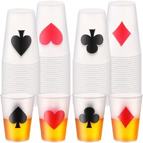 Hoolerry 72 Pcs Casino Party Cups 9 OZ Casino Theme Party Decorations Casino Poker Tumbler Shot Cup Plastic Game Night Themed Party Cup Casino Party Cup Favors Set for Birthday Wedding (Black)