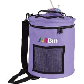 ArtBin 6805SA Yarn Drum, Portable Knitting & Crochet Storage, [1] Poly Canvas Tote Bag, Raspberry