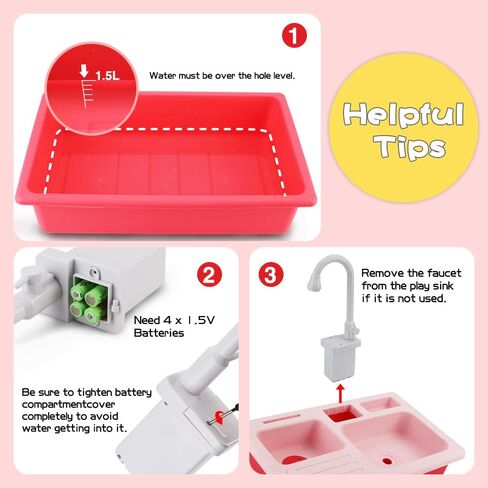 BOBXIN Play Sink with Running Water, Kids Play Kitchen Toy Sink Electric Dishwasher, Pretend Role Play Kitchen Toys Set with Upgraded Working Faucet and Dishes Playset for Girls, Toddler and Boys in Saudi Arabia