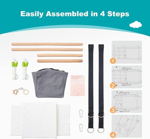 سرير أرجوحة مريح للأطفال من Troispot، قماش آمن وكرسي أرجوحة خشبي معلق للأطفال والرضع والأطفال الصغار وألعاب الأطفال، أرجوحة داخلية وخارجية لملعب داخلي أو أرجوحة شجرة أو الفناء الخلفي، D2 in Kuwait