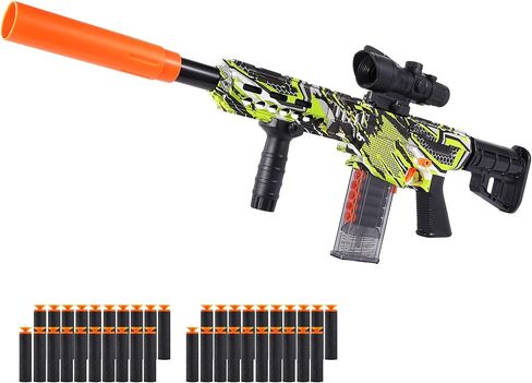 Toy Gun for Nerf Guns Bullet Automatic Machine Gun, Electric Toy Guns for Boys, Kids Outdoor Toys Blasters with Sniper Scope, DIY Motorized Shooting Game - Includes 40 Soft Darts (Camouflage) in Kuwait